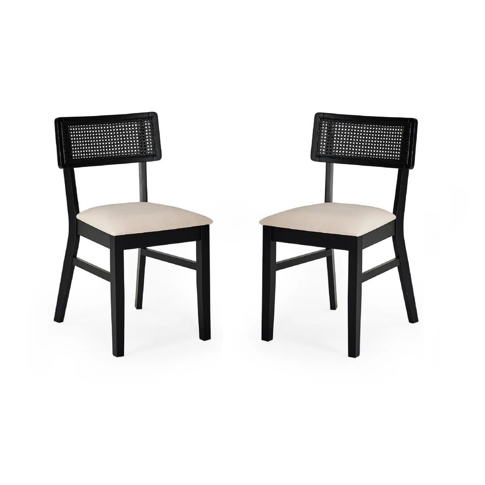 BLACK DINING CHAIRS ON A WHITE BACKGROUND