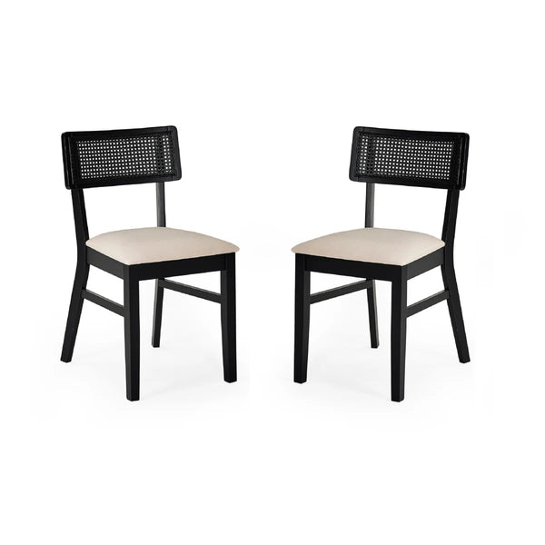 BLACK DINING CHAIRS ON A WHITE BACKGROUND