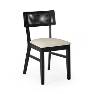 BLACK DINING CHAIR ON A WHITE BACKGROUND