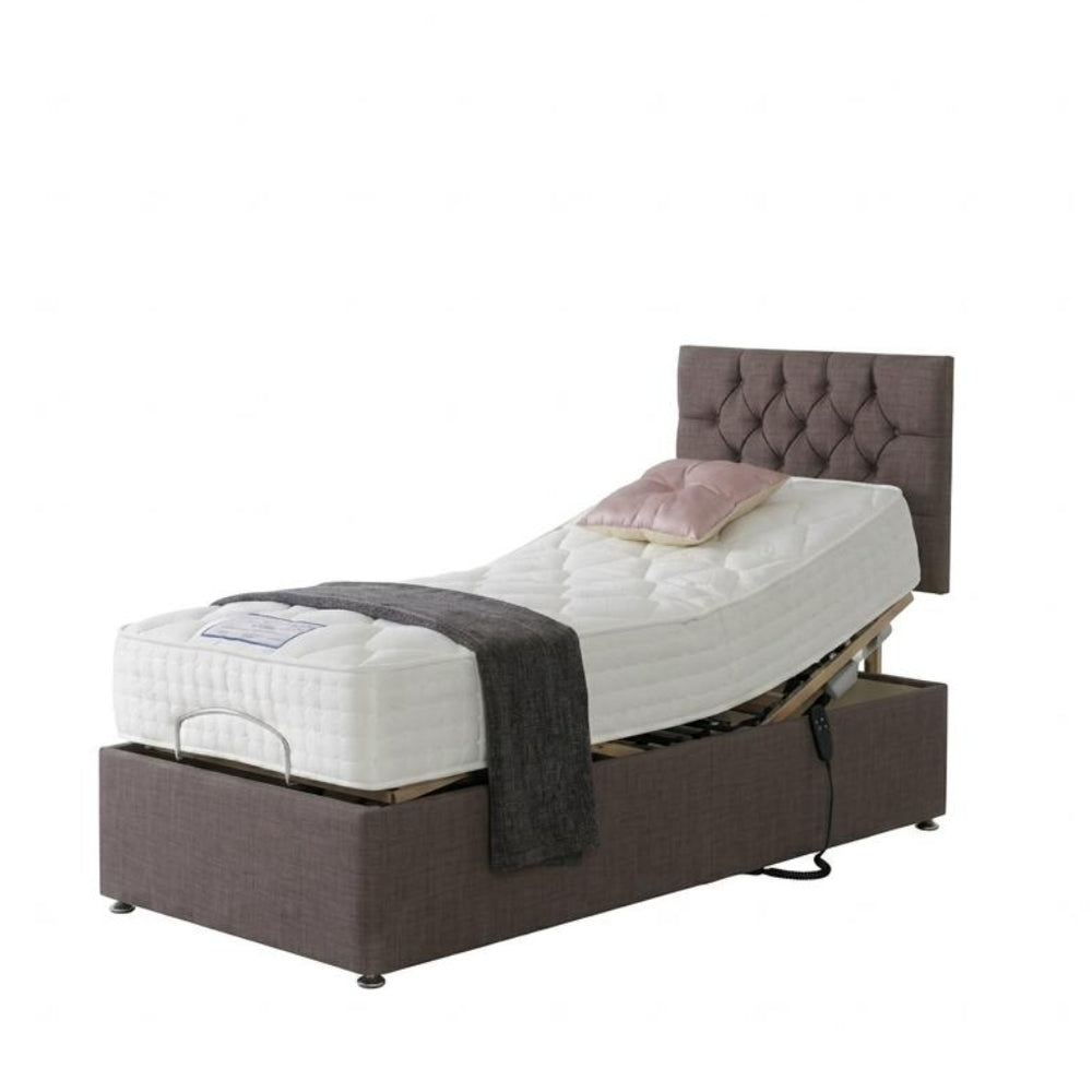 Adjustable Bed with mattress and headboard on a white background