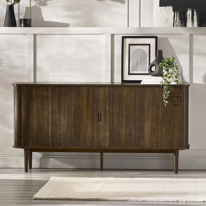 Wooden sideboard with a dark finish on a white background