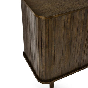 Wooden sideboard with a white background