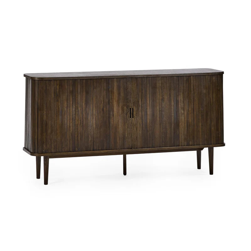 Wooden sideboard with a dark finish on a white background