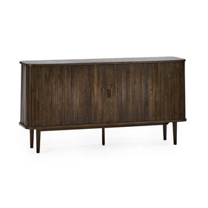 Wooden sideboard with a dark finish on a white background