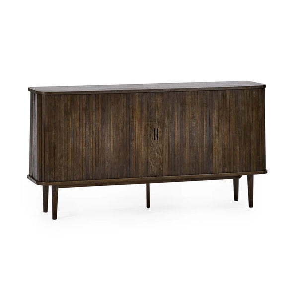 Wooden sideboard with a dark finish on a white background