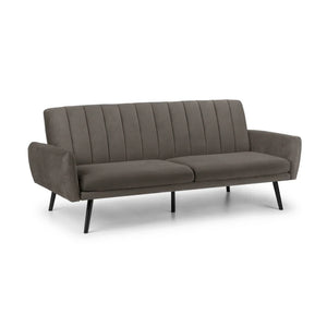 Brown sofa with a ribbed backrest on a white background