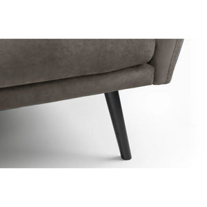 Gray sofa with a black metal leg on a white background