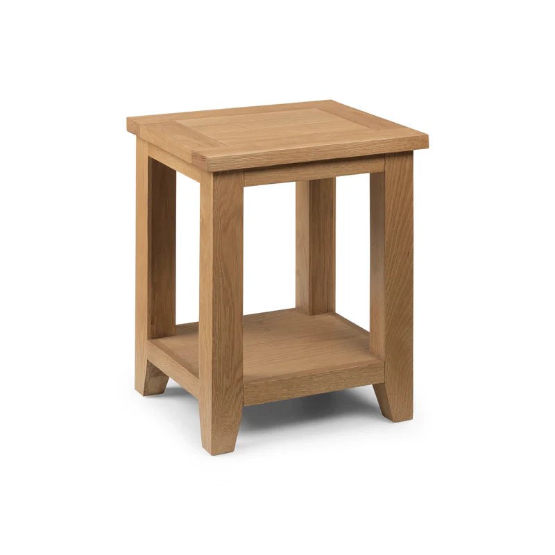 Wooden side table on a white background