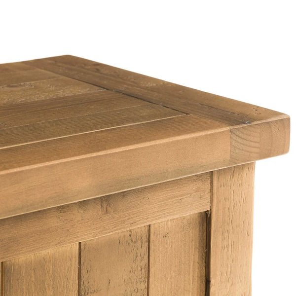 Close-up of a wooden table corner on a white background