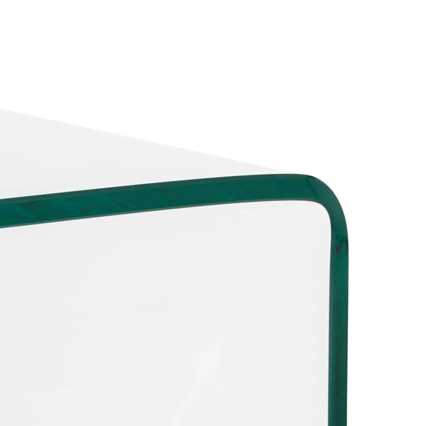 Clear glass table on a white background