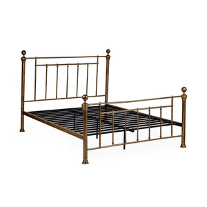 Bronze metal bed frame on a white background