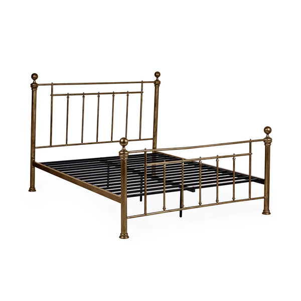 Bronze metal bed frame on a white background