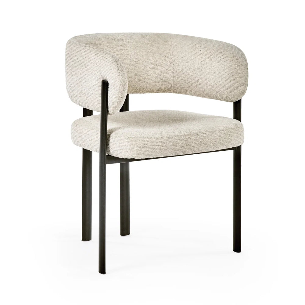 Beige chair with black legs on a white background