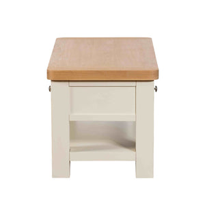 Wooden stool with a white base on a white background