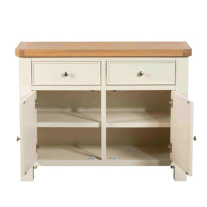 Cabinetry with wooden top and white base on a white background
