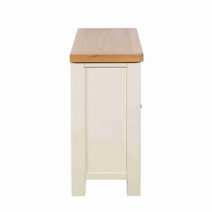 Kitchen island with wooden top and white base on a white background