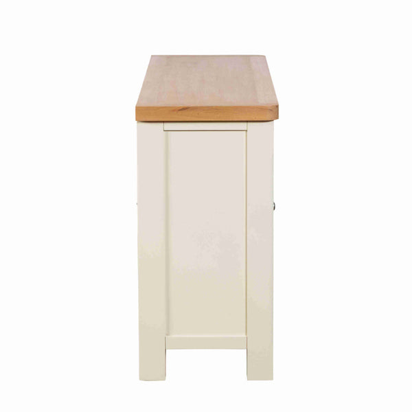 Kitchen island with wooden top and white base on a white background