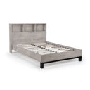 Gray wooden bed frame on a white background
