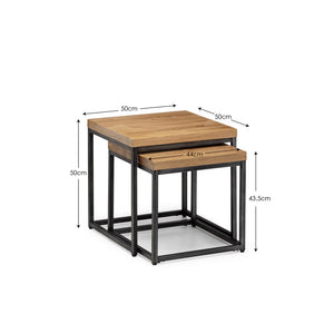 Small wooden table with dimensions labeled on a white background