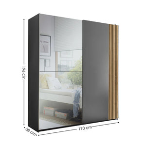 Bennett mirrored wardrobe dimensions on a white background