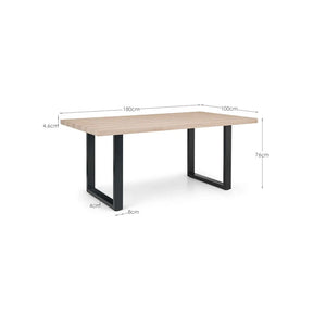 Table with dimensions labeled on a white background