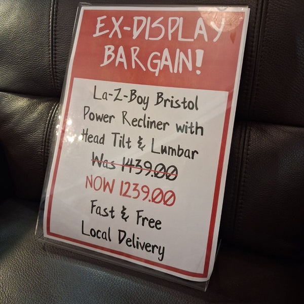 Ex-Display Bristol Power Reclining Chair + Headrest and Lumbar