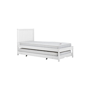 White wooden bed frame on a white background