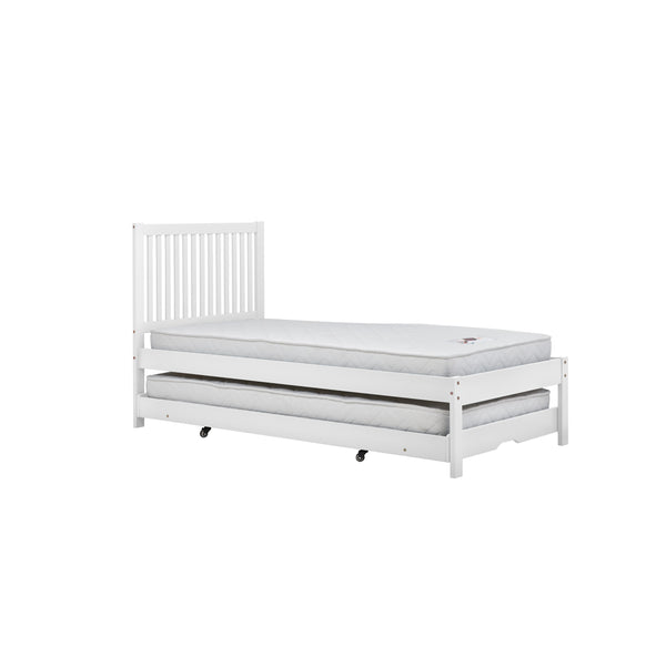 White wooden bed frame on a white background