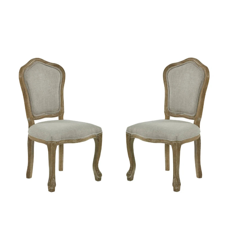 Pair of wooden chairs with upholstered seats and backrests on a white background