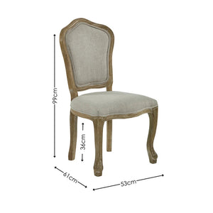 Chair with dimensions labeled on a white background