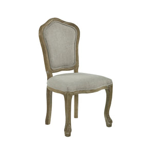 Vintage-style chair with wooden frame and upholstered seat on a white background