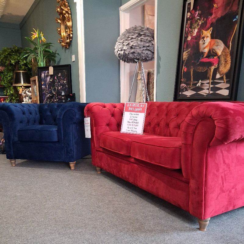 Ex-Display Chesterfield 2 Seater Sofa & Chair