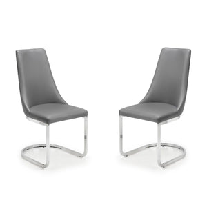Two gray chairs with chrome frames on a white background