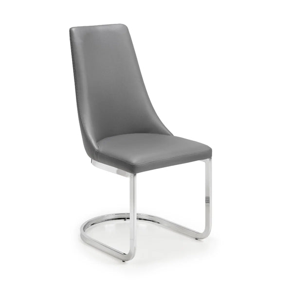 Gray chair with chrome legs on a white background