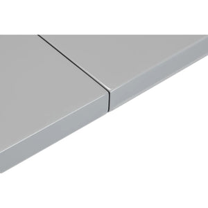 Close-up of a grey table. 