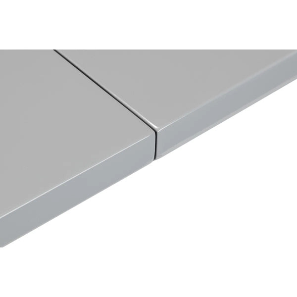 Close-up of a grey table. 