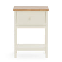 Small bedside with wooden top on a white background
