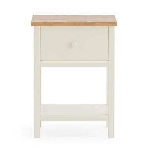 Small bedside with wooden top on a white background