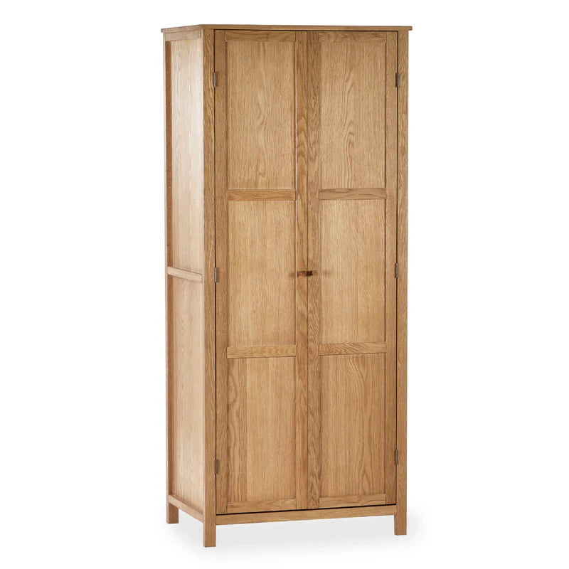 Wooden wardrobe with two doors on a white background