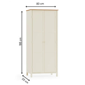 White wardrobe with dimensions labeled on a white background