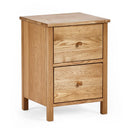 Wooden nightstand with two drawers on a white background