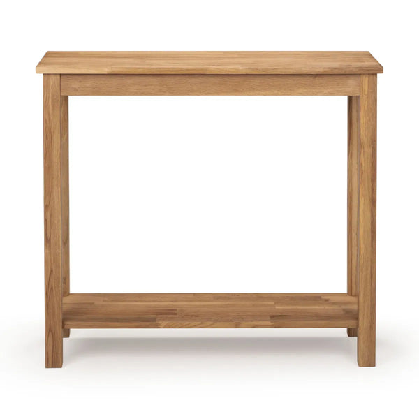 Wooden console table on a white background