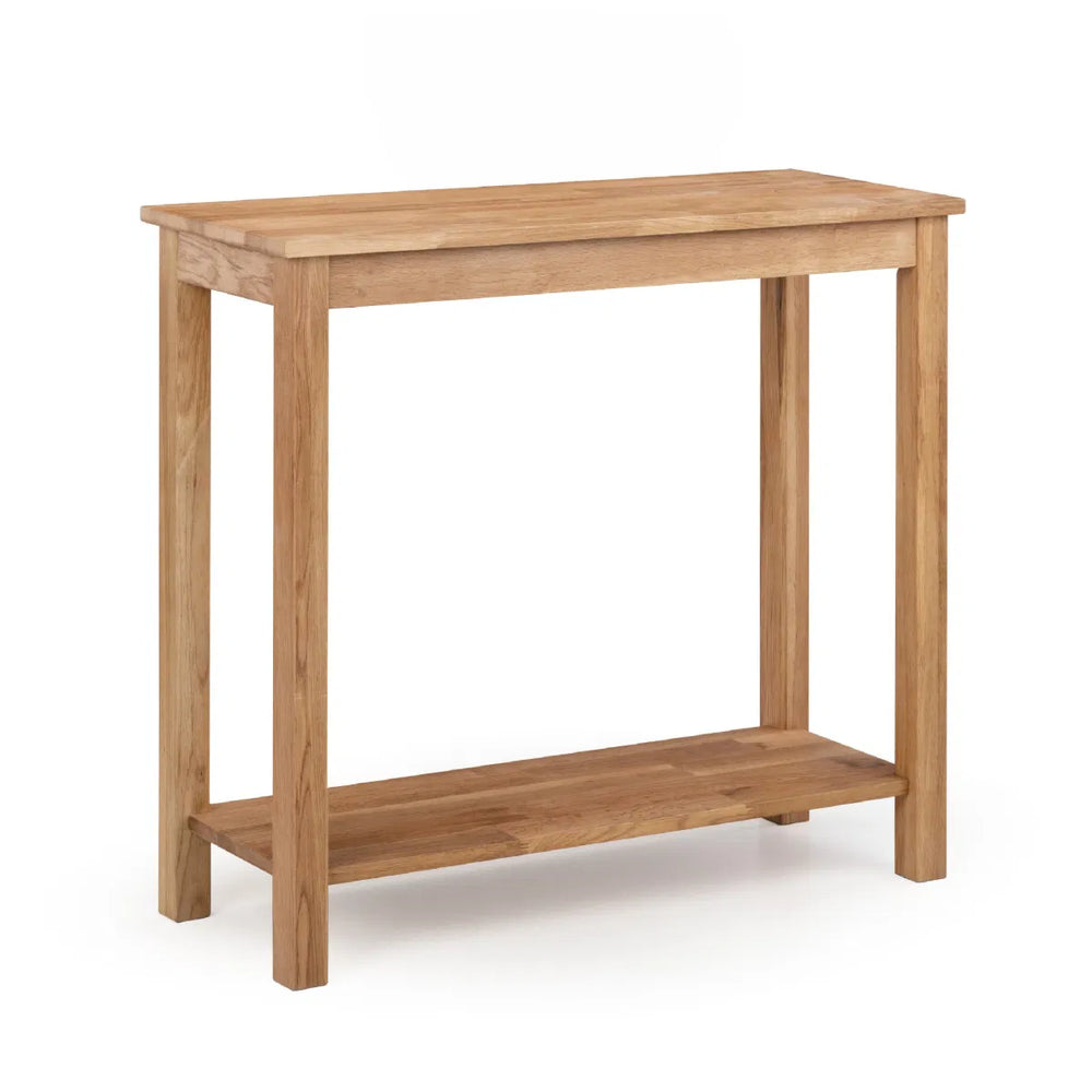 Wooden console table on a white background