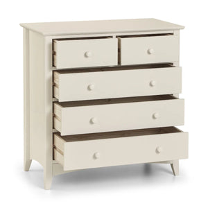 White dresser with multiple drawers on a white background