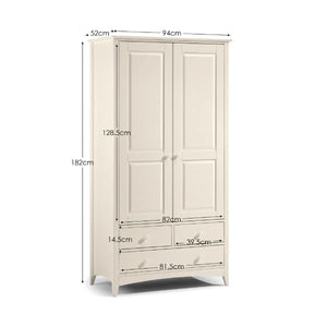 White wardrobe with dimensions labeled on a white background
