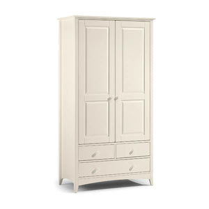 White wardrobe with two doors and two drawers on a white background