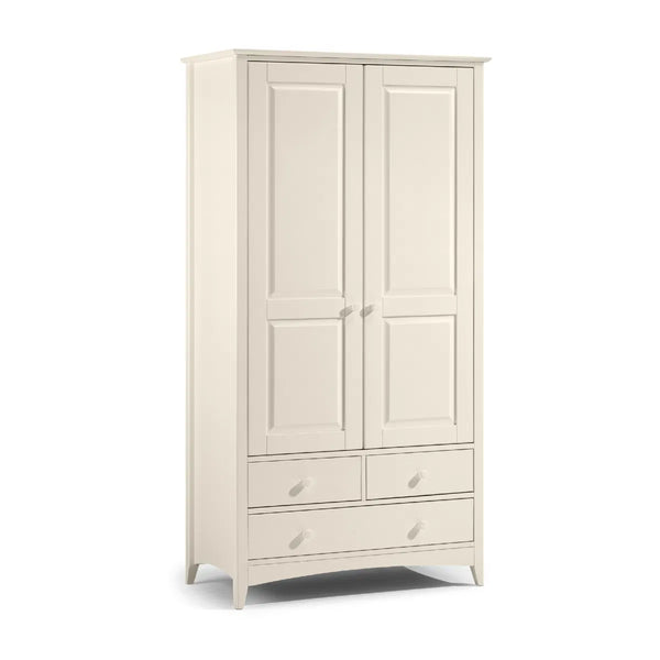 White wardrobe with two doors and two drawers on a white background