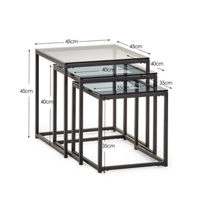 Set of two nesting tables with dimensions indicated