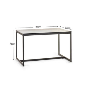 Table with dimensions labeled on a white background