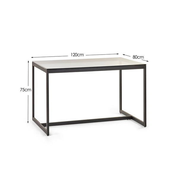 Table with dimensions labeled on a white background